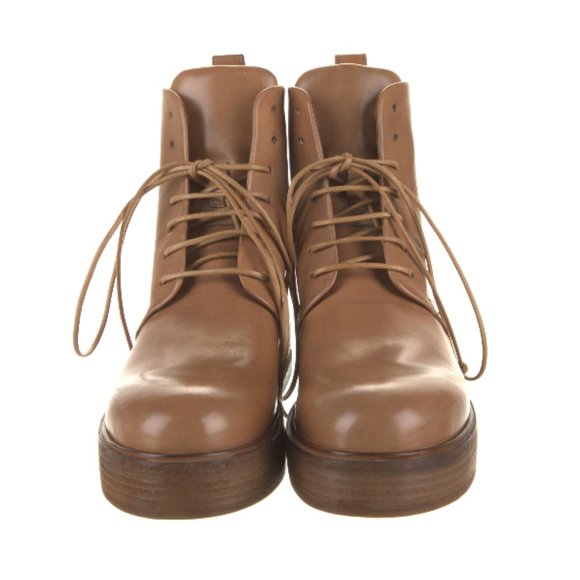 MARSÈLL camel lace-up leather combat boots platform sole 8 - Picture 3 of 4